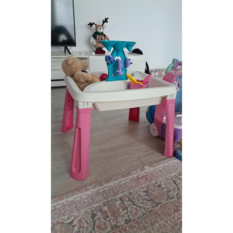 DOLU Masuta de activitati 3 in 1 pentru copii - Alb& roz