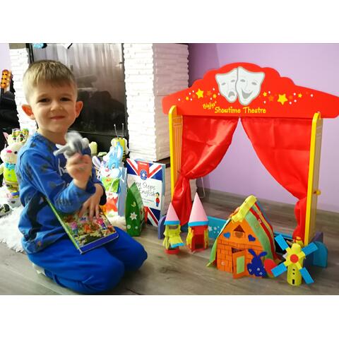 BIGJIGS Toys Teatru de papusi din lemn