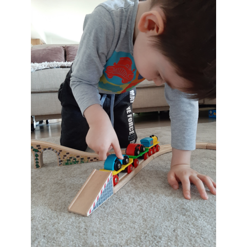 BIGJIGS Toys Trenulet cu platforma auto