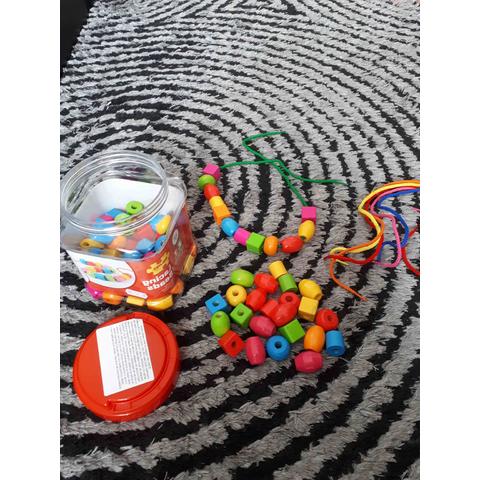 BIGJIGS Toys Set margele din lemn pentru insirat