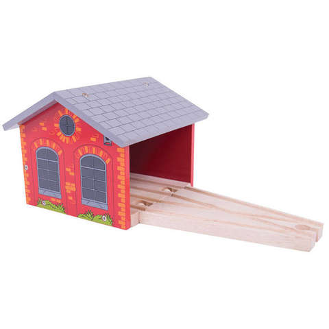BIGJIGS Toys Hangar dublu pentru locomotive -New edition