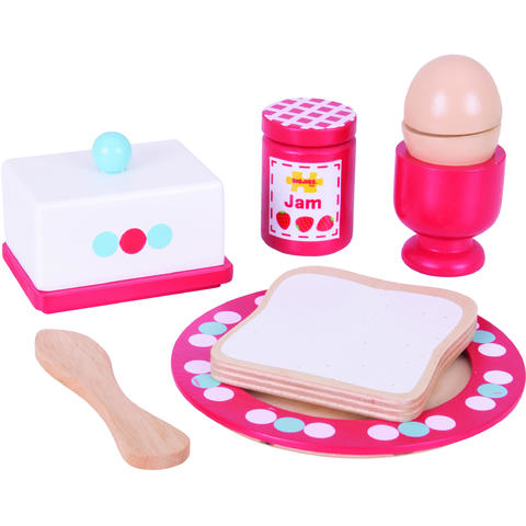 BIGJIGS Toys Set mic dejun din lemn