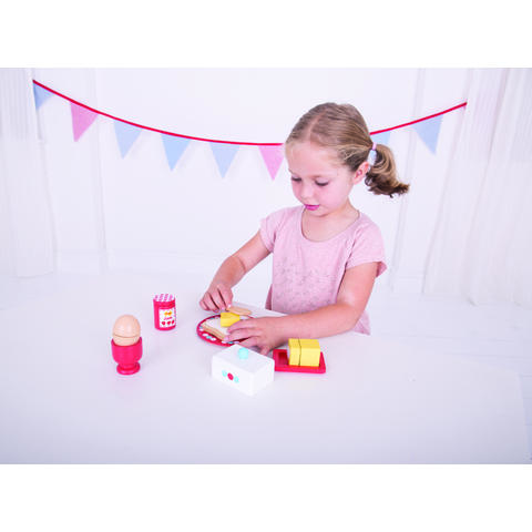 BIGJIGS Toys Set mic dejun din lemn