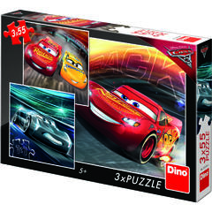 Puzzle 3 in 1 - Cars 3: Cursa cea mare (3 x 55 piese)
