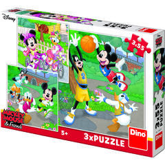Puzzle 3 in 1 - Mickey si Minnie sportivii (3 x 55 piese)