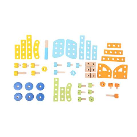 BIGJIGS Toys Set de construit din lemn - 51 piese