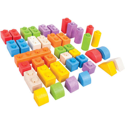 BIGJIGS Toys Cuburi din lemn - Set 40 buc