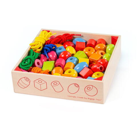 BIGJIGS Toys Set margele din lemn pentru insirat