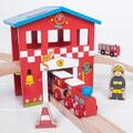 BIGJIGS Toys Set cu trenuletul pompierilor
