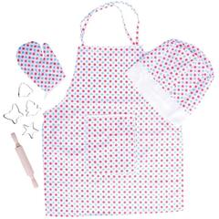 Set sortulet si accesorii alb cu buline