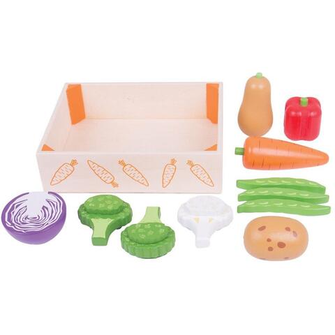 BIGJIGS Toys Cutiuta cu legume din lemn