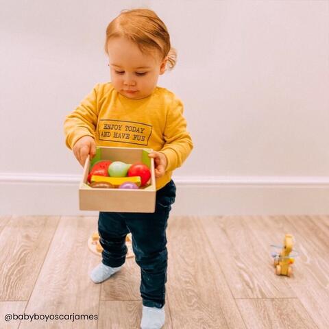 BIGJIGS Toys Cutiuta cu fructe din lemn