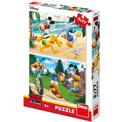 Puzzle 2 in 1 - Mickey campionul (2 x 77 piese)