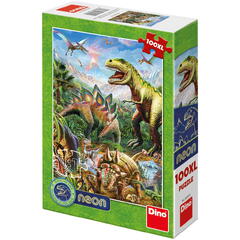 Puzzle XL - Lumea dinozaurilor neon (100 piese)