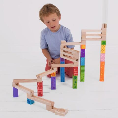 BIGJIGS Toys Marble Run din lemn