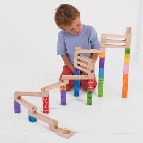 BIGJIGS Toys Marble Run din lemn