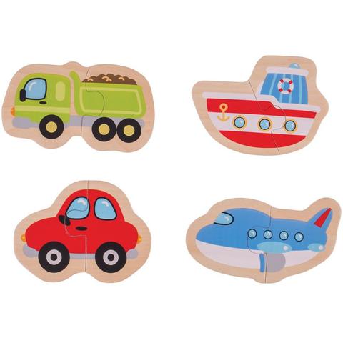 BIGJIGS Toys Puzzle - mijloace de transport (8 piese)
