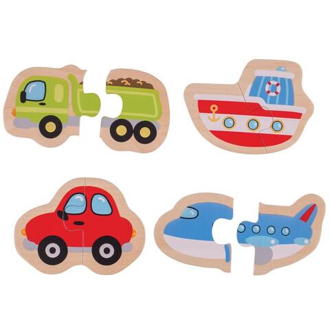 BIGJIGS Toys Puzzle - mijloace de transport (8 piese)