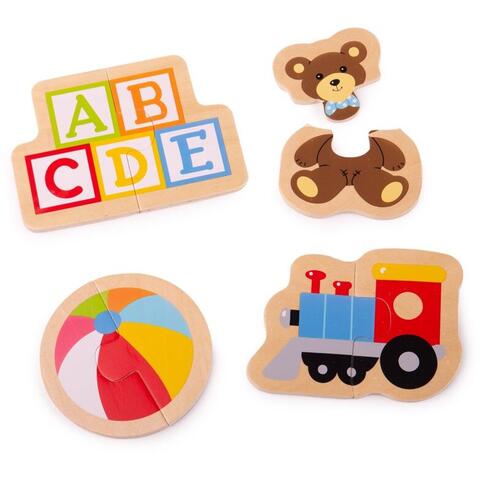 BIGJIGS Toys Puzzle din lemn - Jucarii (8 piese)