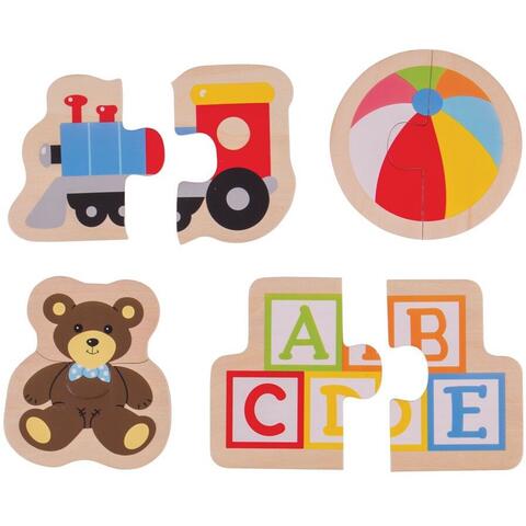 BIGJIGS Toys Puzzle din lemn - Jucarii (8 piese)