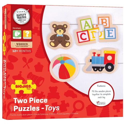 BIGJIGS Toys Puzzle din lemn - Jucarii (8 piese)