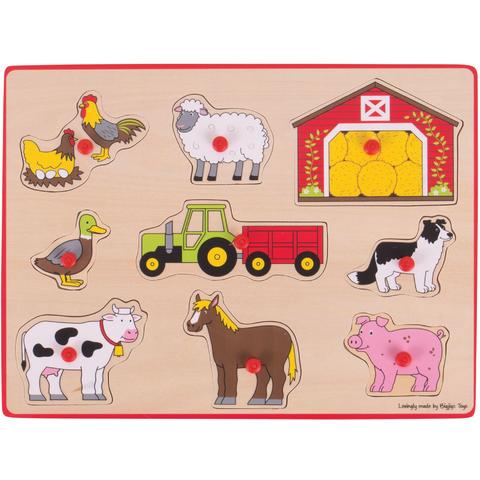 BIGJIGS Toys Puzzle din lemn incastru - Ferma