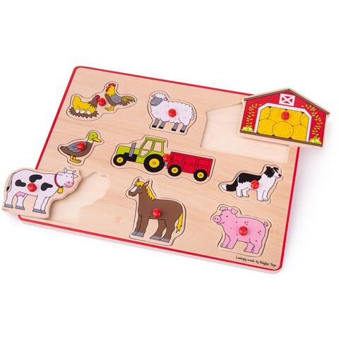 BIGJIGS Toys Puzzle din lemn incastru - Ferma