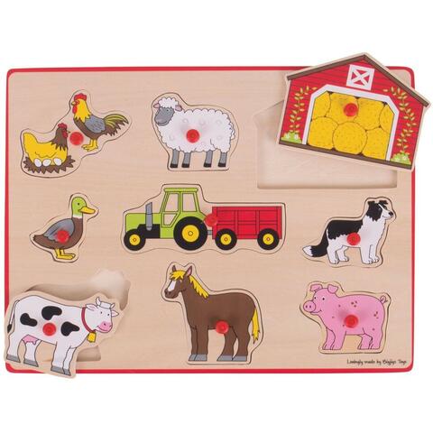 BIGJIGS Toys Puzzle din lemn incastru - Ferma