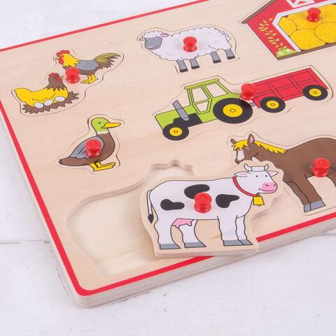 BIGJIGS Toys Puzzle din lemn incastru - Ferma