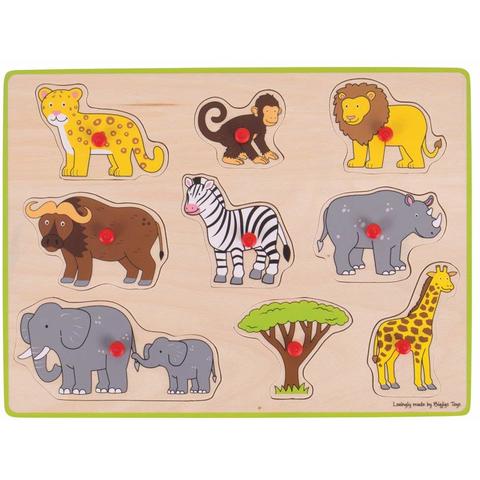 BIGJIGS Toys Puzzle din lemn incastru - Safari