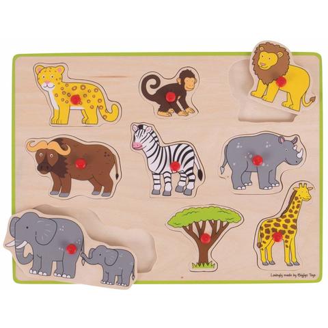 BIGJIGS Toys Puzzle din lemn incastru - Safari