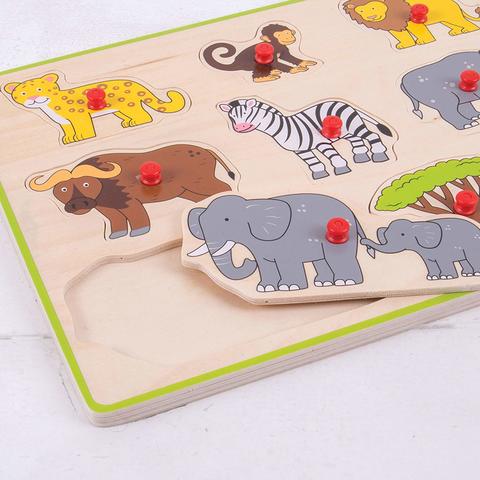 BIGJIGS Toys Puzzle din lemn incastru - Safari