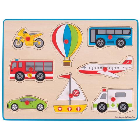 BIGJIGS Toys Puzzle din lemn incastru - Vehicule
