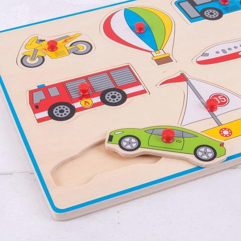 BIGJIGS Toys Puzzle din lemn incastru - Vehicule