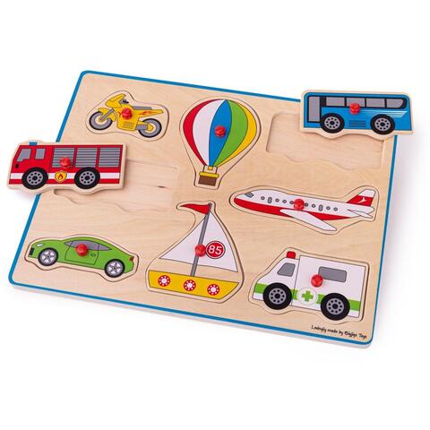 BIGJIGS Toys Puzzle din lemn incastru - Vehicule