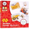 BIGJIGS Toys Set 3 puzzle din lemn - Vehicule pentru constructii