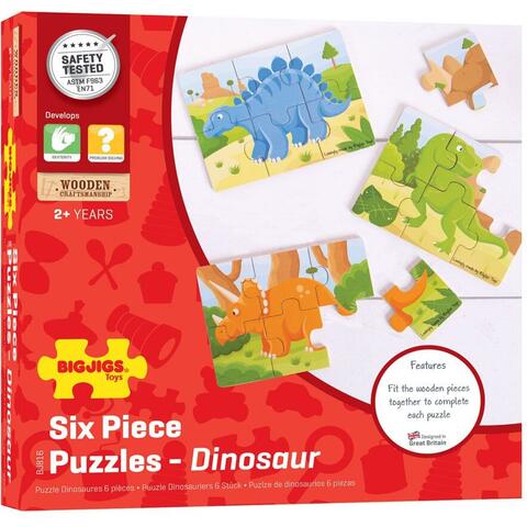 BIGJIGS Toys Set 3 puzzle din lemn - Dinozauri