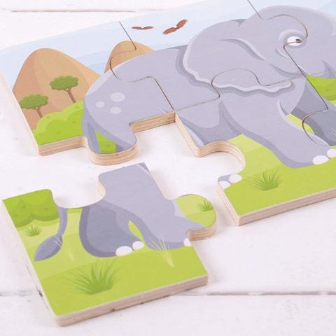 BIGJIGS Toys Set 3 puzzle din lemn - Jungla Vesela