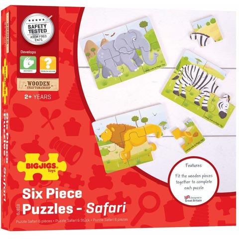 BIGJIGS Toys Set 3 puzzle din lemn - Jungla Vesela