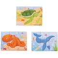 BIGJIGS Toys Set 3 puzzle din lemn - Lumea acvatica
