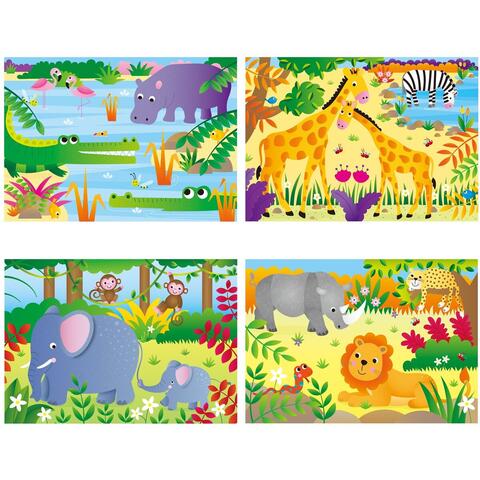 Galt Set 4 puzzle-uri Jungla (12, 16, 20, 24 piese)