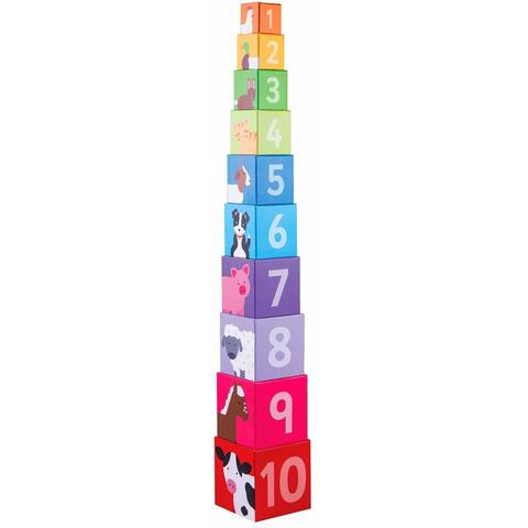 BIGJIGS Toys Cuburi de stivuit - Ferma