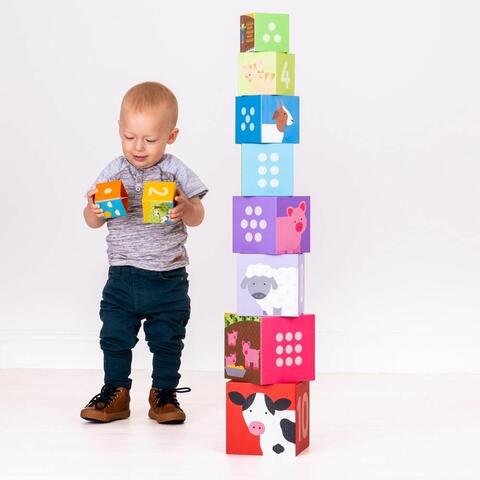 BIGJIGS Toys Cuburi de stivuit - Ferma