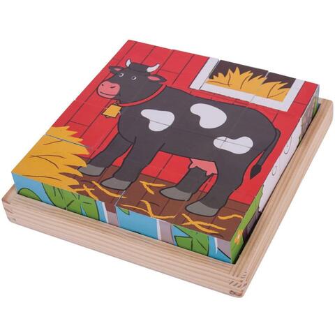 BIGJIGS Toys Puzzle cubic - Animalute de la ferma