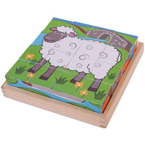 BIGJIGS Toys Puzzle cubic - Animalute de la ferma