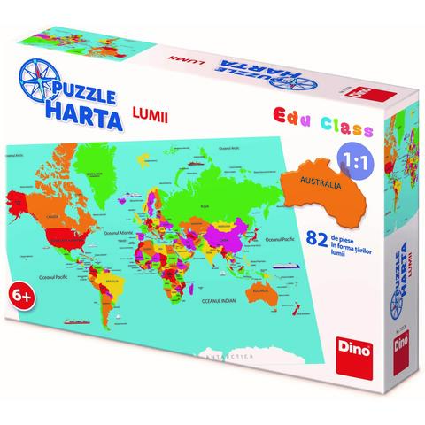 Dino Puzzle geografic - Harta Lumii (82 piese)