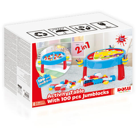 DOLU Masuta de activitati cu 100 cuburi de construit