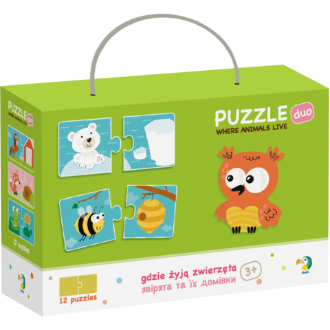 Dodo Duo Puzzle - Unde traiesc animalele? (2 piese)