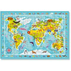Puzzle - Harta animalelor lumii (80 piese)