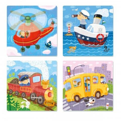 Dodo Puzzle 4 in 1 - Vehicule (12, 16, 20, 24 piese)
